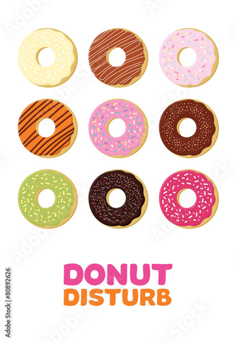 Multicolored donuts vector illustration
