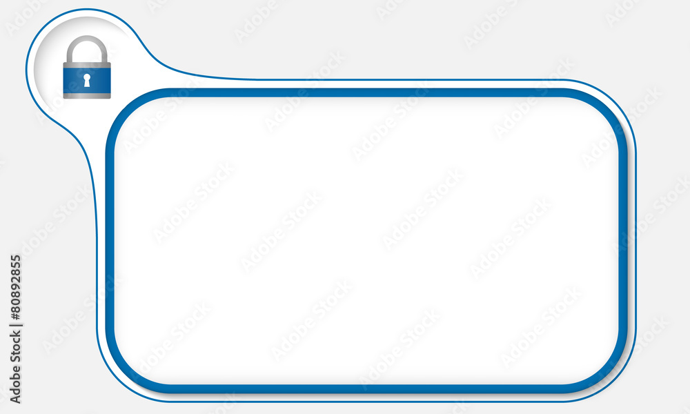 Blue frame for your text and padlock Blue frame for your text and padlock