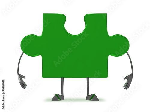 Green puzzle piece character