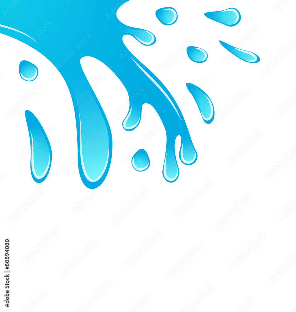 Obraz premium Blue water spill isolated on white background