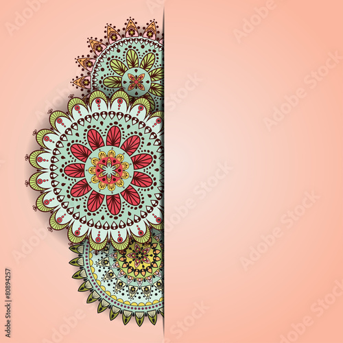Blank card festive background with half of mandalas.