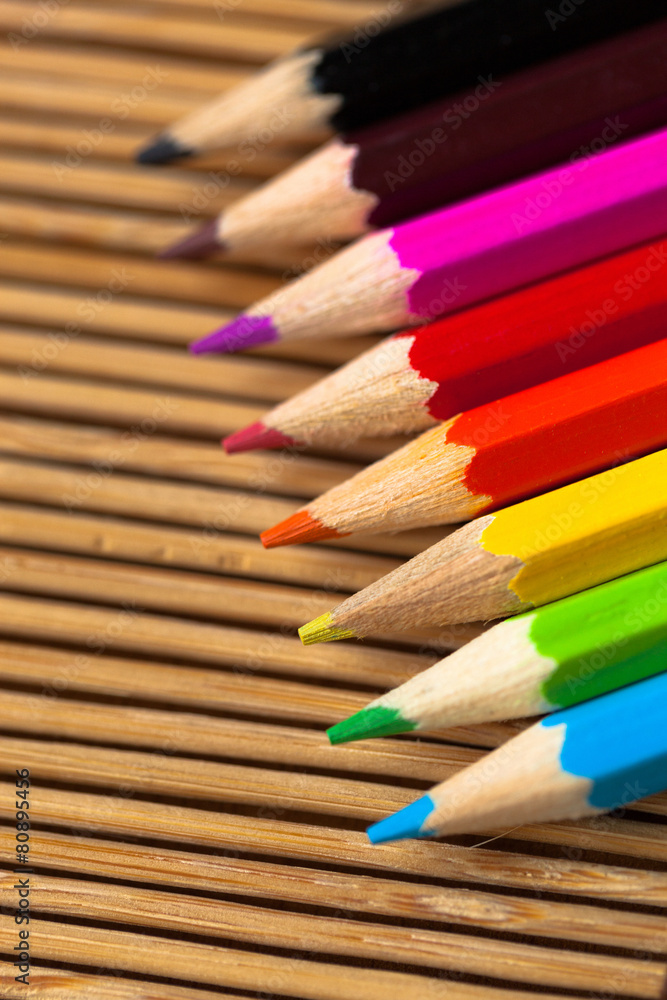 Colorful Pencils on a white table Colorful Pencils on a white table