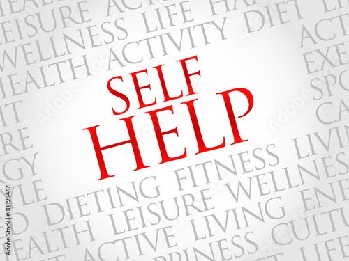 Self Help word cloud, health concept