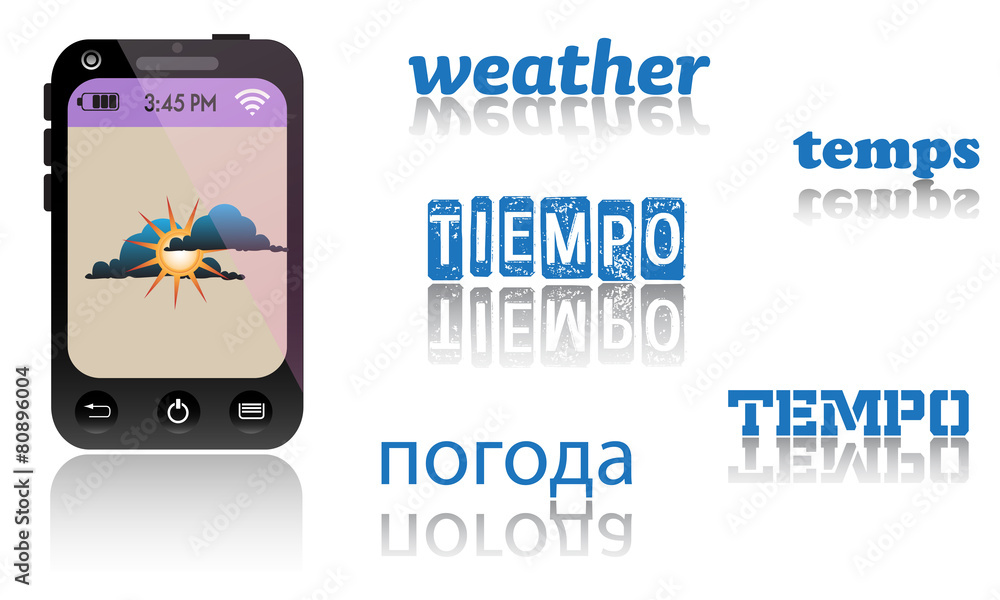 Smartphone with weather application Smartphone with weather application