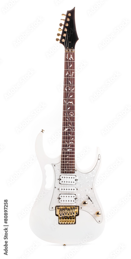 Obraz premium Beautiful white electric guitar.