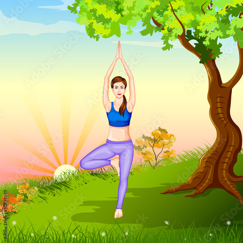 Lady practising yoga for wellness