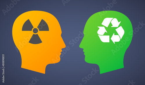 Head set with a radio activity and a recycle sign