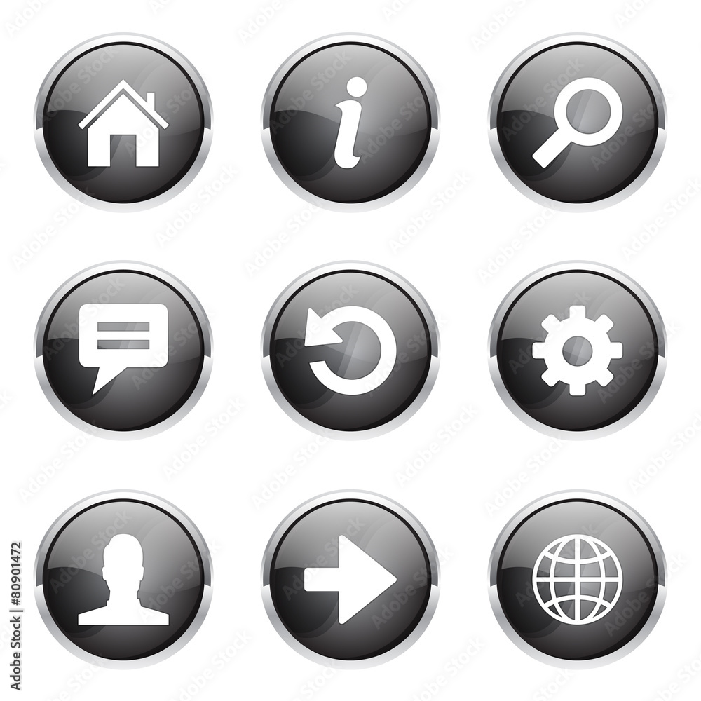 Web Internet Black Vector Button Icon Design Set Web Internet Black Vector Button Icon Design Set