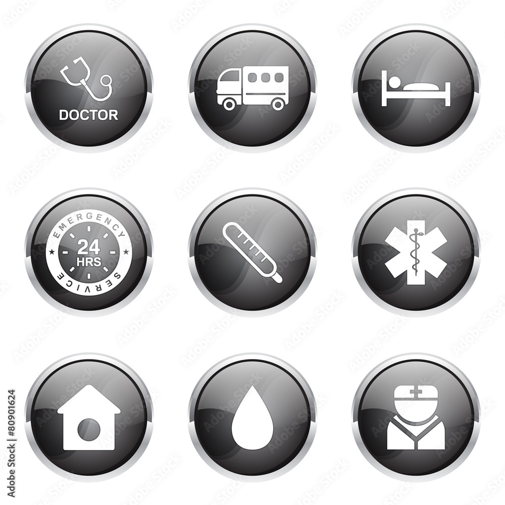 Hospital Health Black Vector Button Icon Design Set 2 Hospital Health Black Vector Button Icon Design Set 2