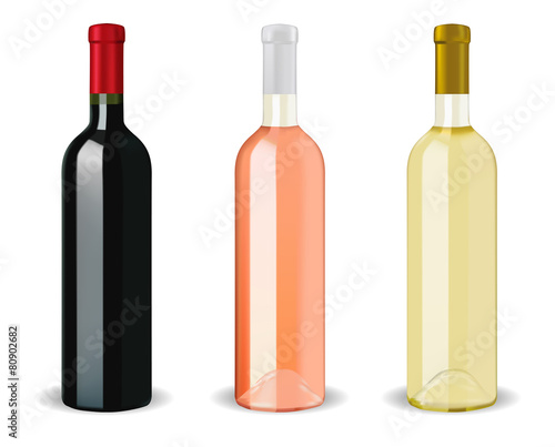 Bottles of wine - red, rose, white