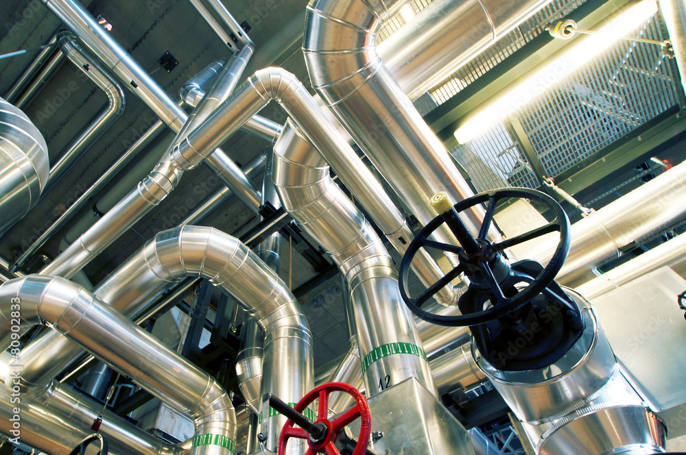 Industrial zone, Steel pipelines, valves and cables Industrial zone, Steel pipelines, valves and cables