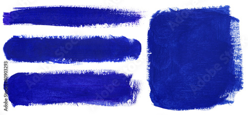 Blue strokes of gouache paint brush