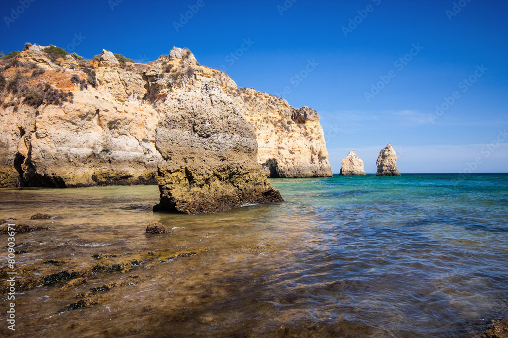 rock formations on the coast, the province of Algarve, Portugal