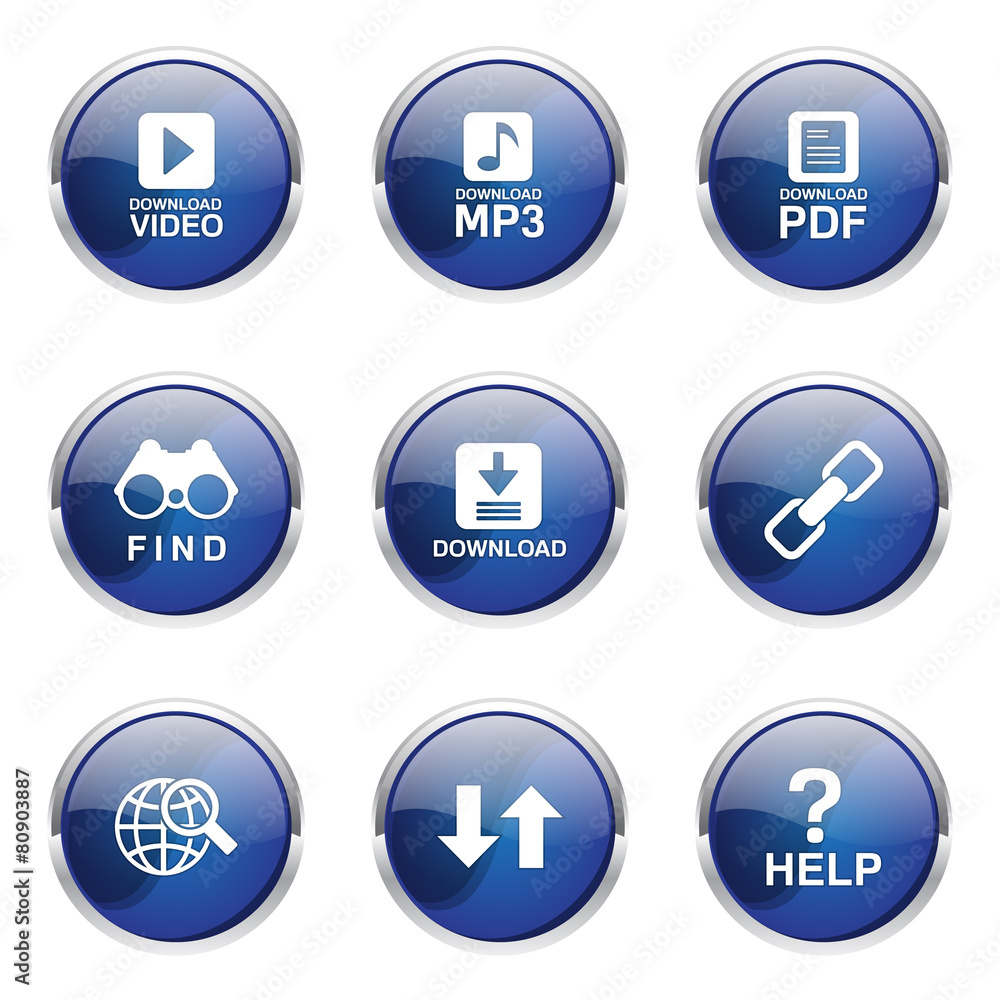 Multimedia Web Internet Blue Vector Button Icon Design Set Multimedia Web Internet Blue Vector Button Icon Design Set