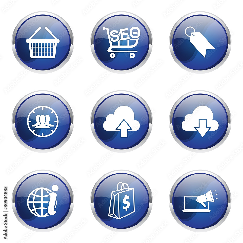 SEO Internet Sign Blue Vector Button Icon Design Set 7