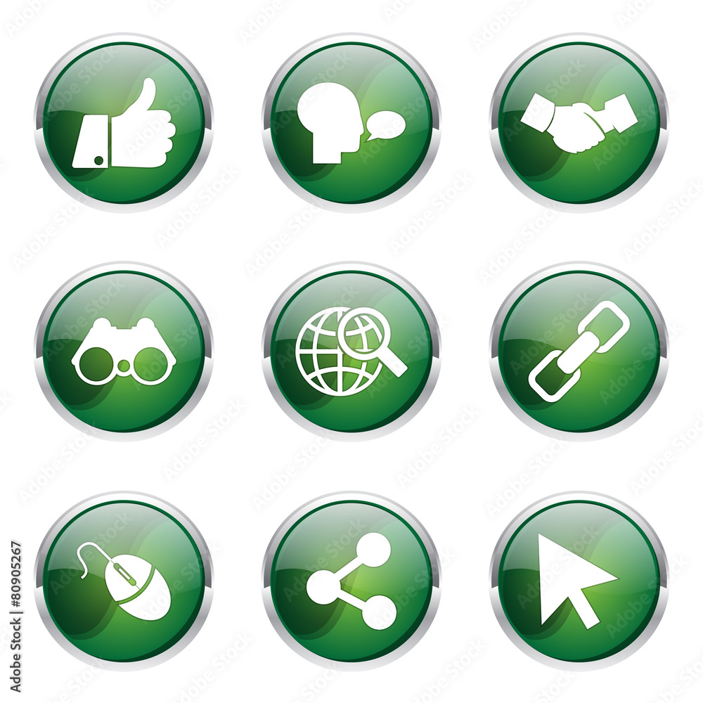 Social Internet Green Vector Button Icon Design Set Social Internet Green Vector Button Icon Design Set