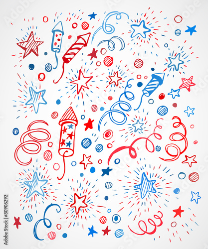 American Independence Day. Hand-drawn pattern