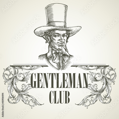 Gentlemens club. Vintage vector illustration