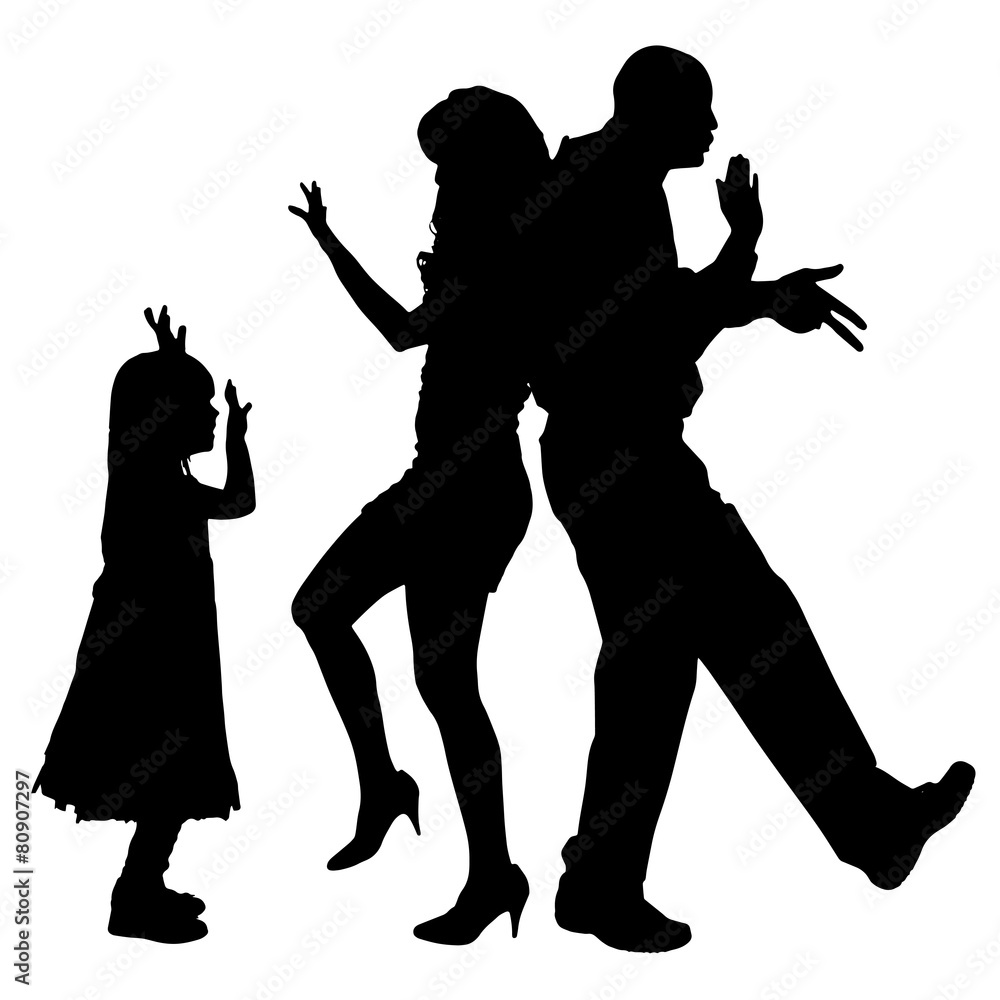 Vector silhouette of a family.
