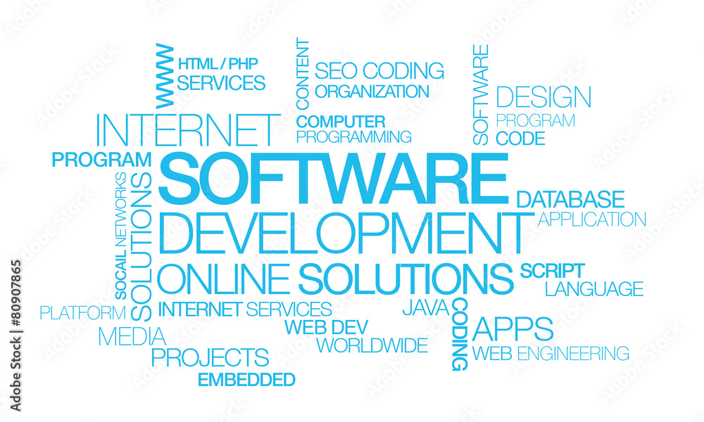 Fototapeta premium Software development apps computer programming word tag cloud