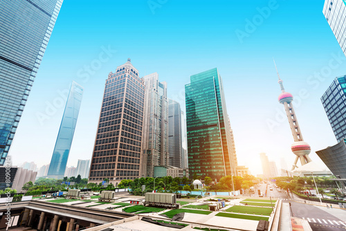 Photography Shanghai Lujiazui Financial Center skyscraper