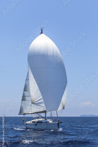 Sail Boat on Mediterranean Sea in Turkey.