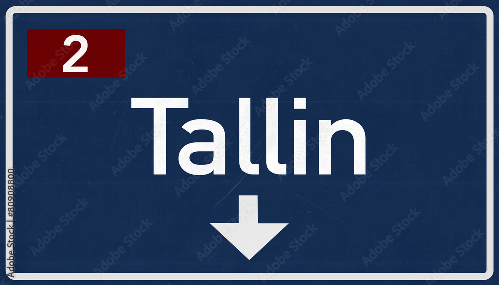 Tallin Estonia Highway Road Sign Tallin Estonia Highway Road Sign
