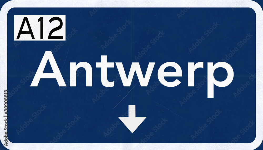 Antwerp Belgium Highway Road Sign