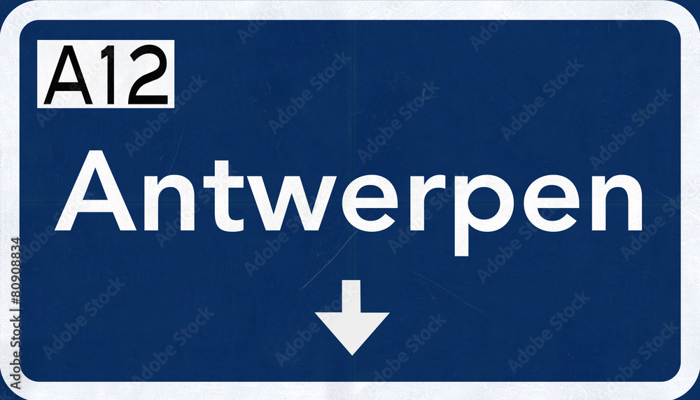 Antwerpen Belgium Highway Road Sign