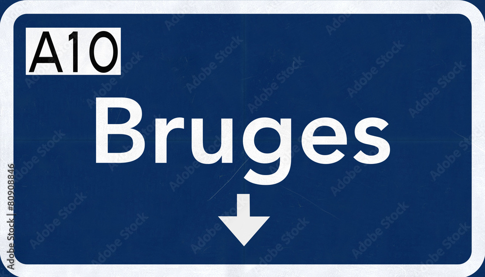 Bruges Belgium Highway Road Sign