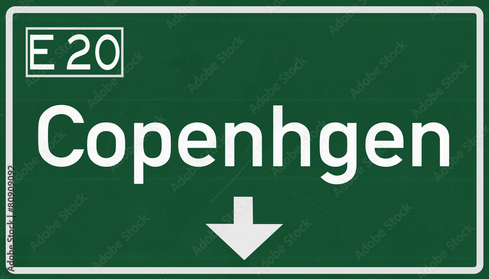 Copenhagen Denmark Highway Road Sign