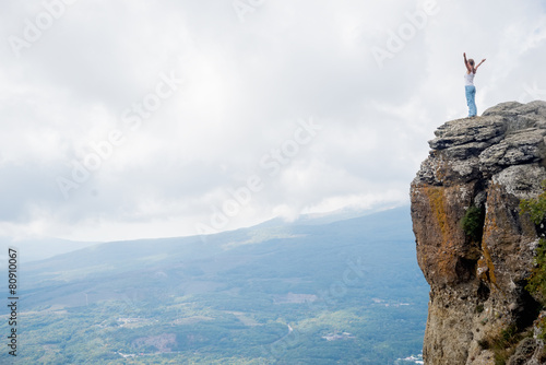 Woman on the top at Mountains