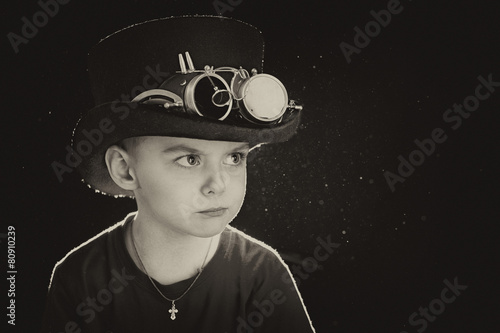 child closeup steampunk