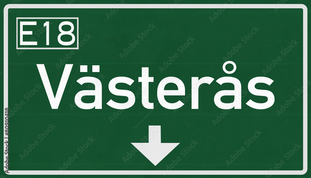 Vasteras Sweden Highway Road Sign