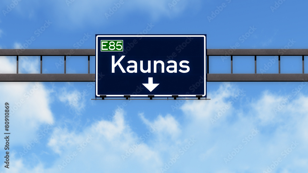 Kaunas Lithuania Highway Road Sign