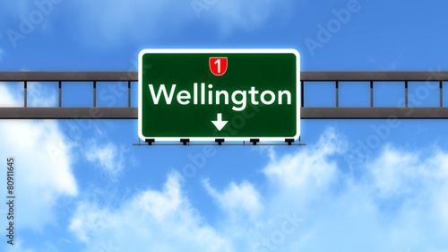 Wellington New Zealand Highway Road Sign