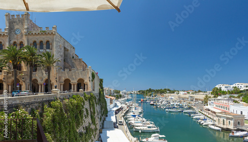 Town hall and port of Ciutadella, Menorca photo