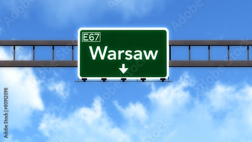 Warsaw Poland Highway Road Sign