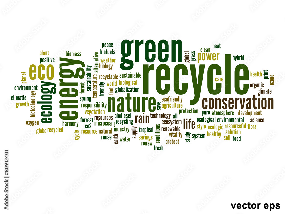 Vector conceptual ecology word cloud Vector conceptual ecology word cloud
