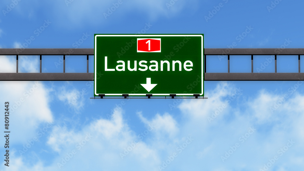 Lausanne Switzerland Highway Road Sign