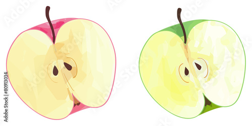 Delightful garden - Halves of green and red apples with polygona