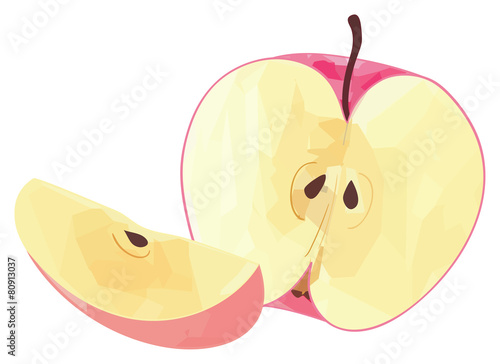 Delightful garden - Half of red apple and its slice with polygon