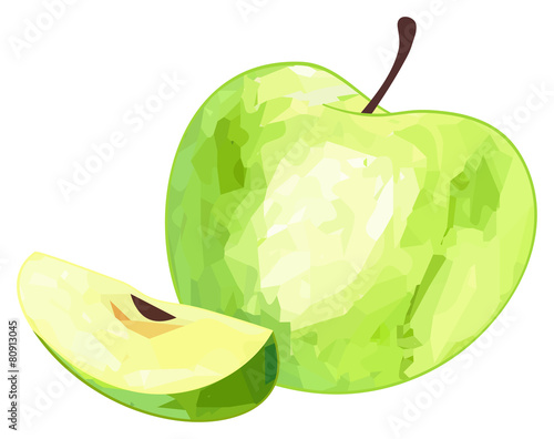 Delightful garden - Green apple and its slice with polygonal pat