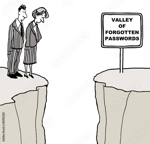Cartoon of the valley of forgotten passwords.