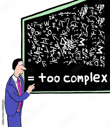 Cartoon of business plan, it is too complex.