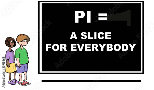 Cartoon of mathematical concept, pi.