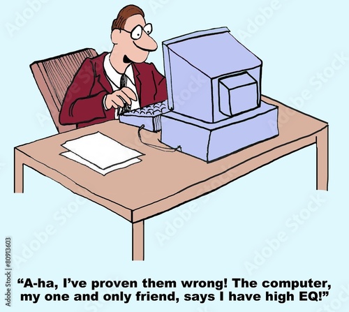 Принти на полотні Cartoon of businessman who wants to have a high EQ.