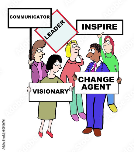 Cartoon of leader characteristics and qualities.