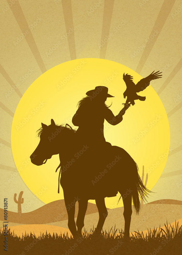 Fototapeta premium falconry in the desert