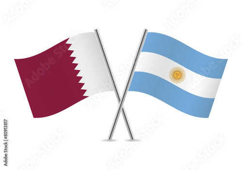 Argentinian and Qatar flags. Vector illustration.